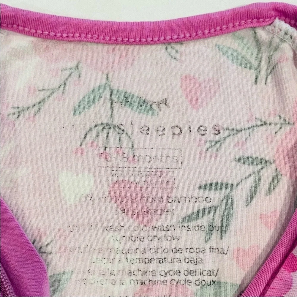 Little Sleepies Sweetheart Floral Zippy Girls 12-18M Bamboo Sleeper Pajamas Pink